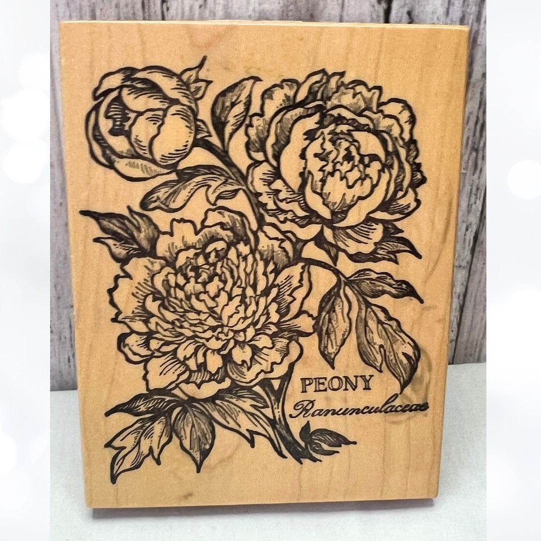 PSX PEONY Botanical Flowers Floral Peonies K-1277 Rubber Stamp