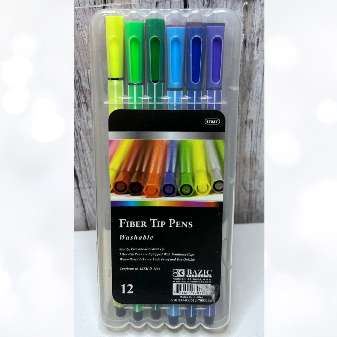Bazic FIBER TIP Art Craft Pens Set of 12