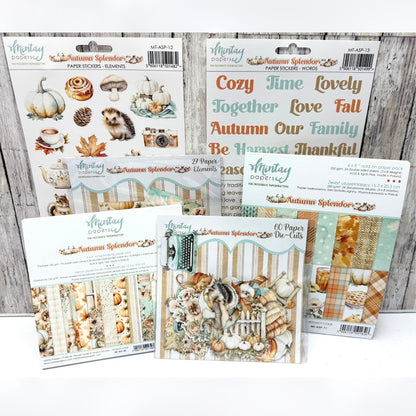 Mintay AUTUMN SPLENDOR Fall Critters 6x8 Paper Cardstock Die Cuts Stickers Kit