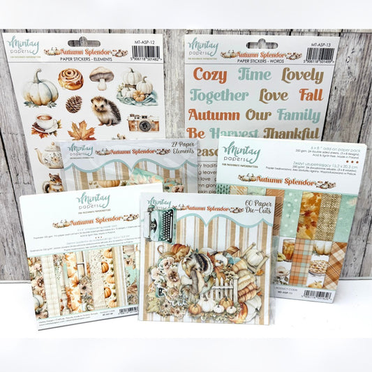 Mintay AUTUMN SPLENDOR Fall Critters 6x8 Paper Cardstock Die Cuts Stickers Kit