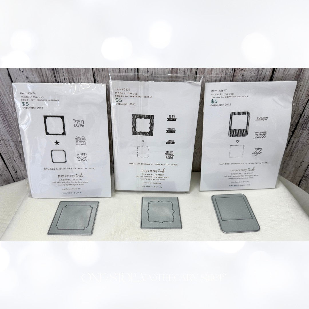 Papertrey Ink FRAMED OUT Frames Sentiments Words Rubber Stamps Dies