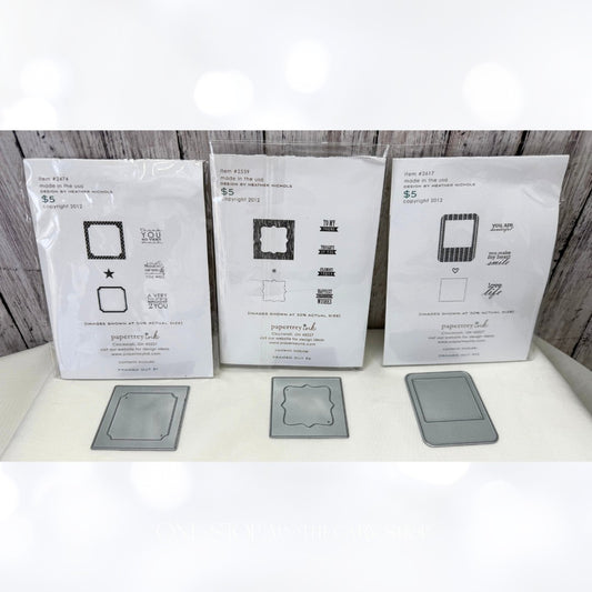 Papertrey Ink FRAMED OUT Frames Sentiments Words Rubber Stamps Dies
