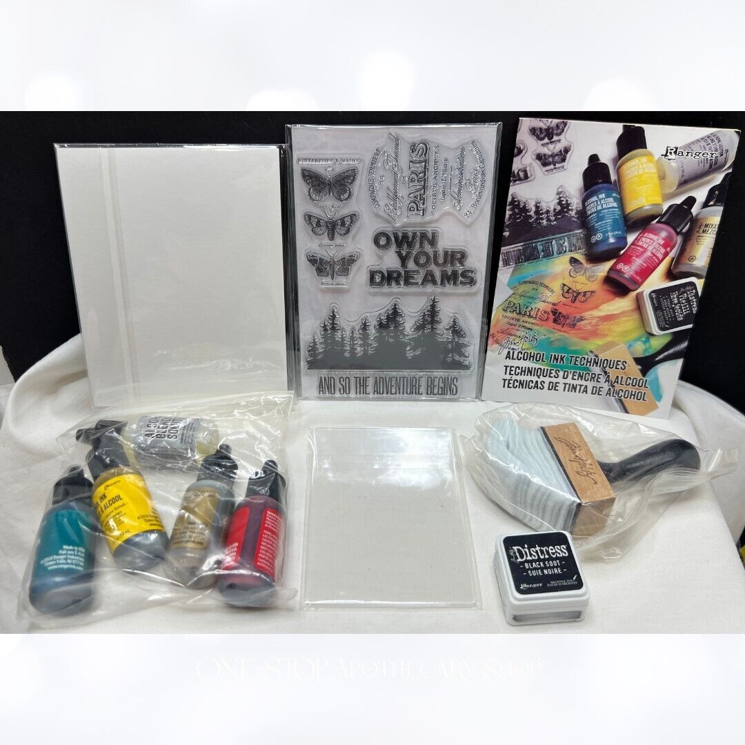 Tim Holtz ALCOHOL INK KIT Inks Mixed Media Rubber Stamps Lot