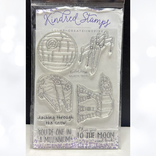 Kindred Stamps GALACTIC TRAVEL Star Wars Ships Falcon Death Star Rubber Stamps