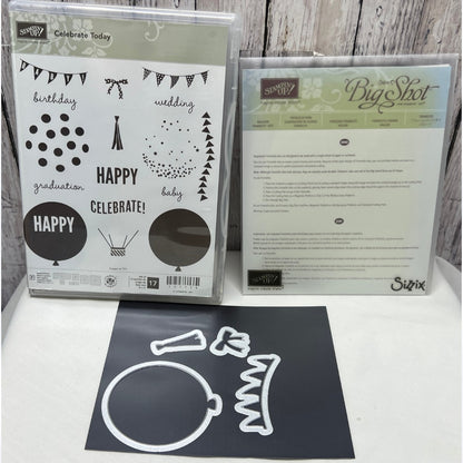 Stampin Up CELEBRATE TODAY Balloons Birthday Rubber Stamps Framelits Dies