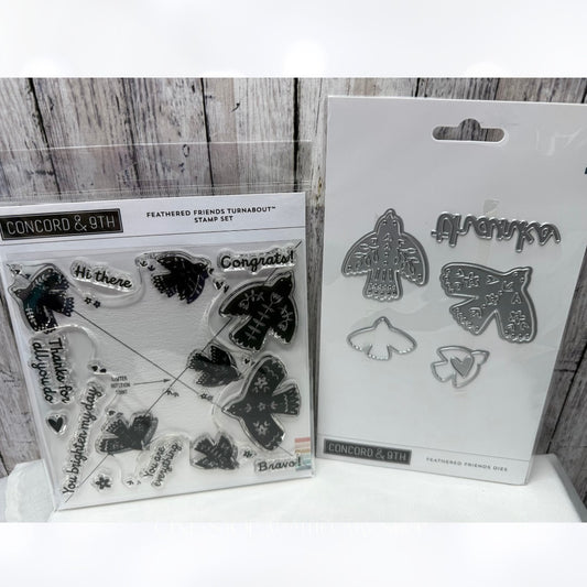 Concord & 9th FEATHERED FRIENDS Birds Turnabout Rubber Stamps Dies