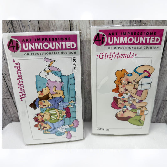 Art Impressions GIRLFRIENDS Coffee Couch Friends Rubber Stamps Set of 2