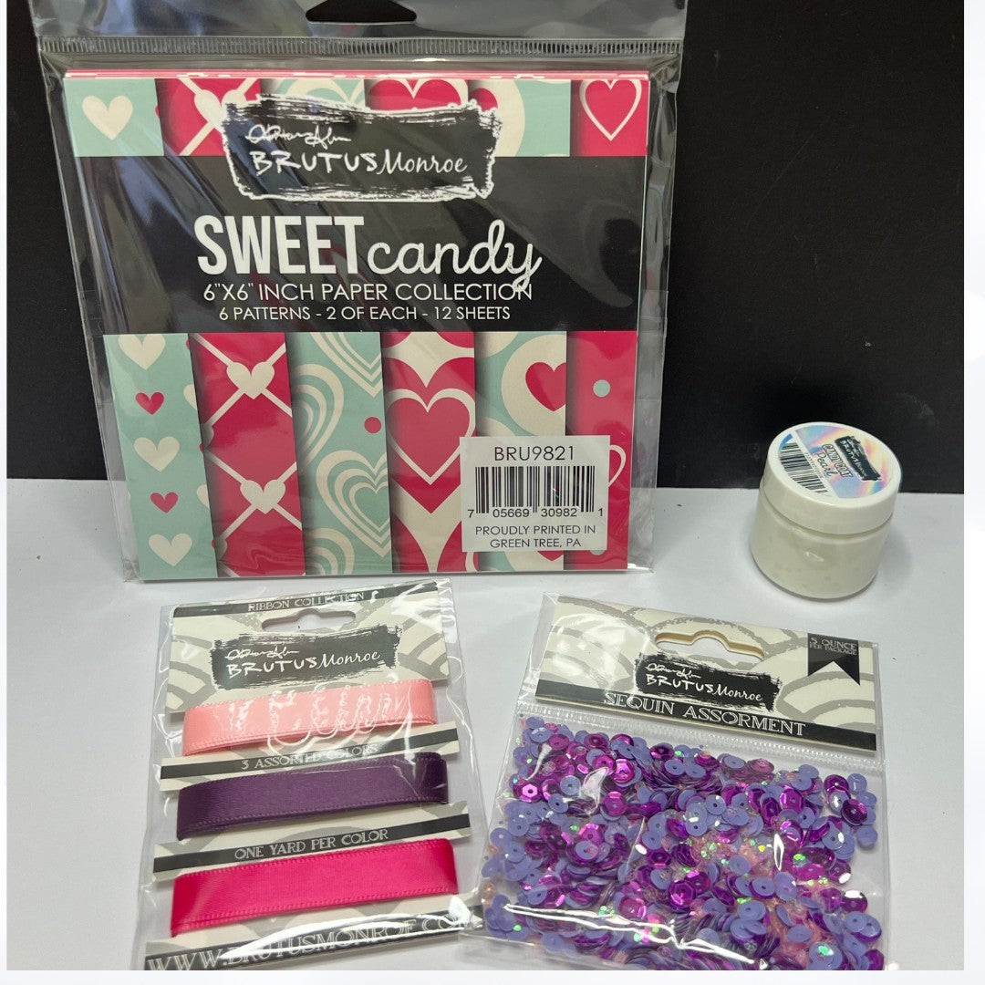 Brutus Monroe SWEET CANDY Christmas Valentines Rubber Stamps Dies Kit