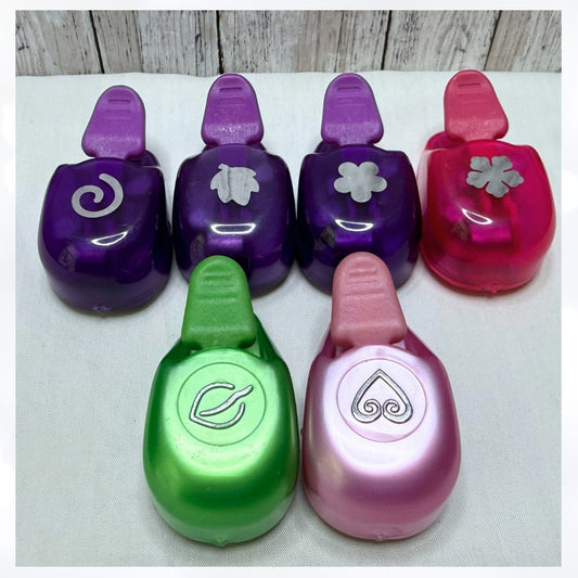 EK Success MINI PUNCHES Leaf Flowers Heart Punch Embossers Lot of 6