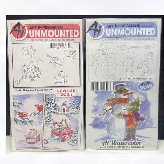 Art Impressions WINTER KIDS Baby Foundation Christmas Watercolor Rubber Stamps