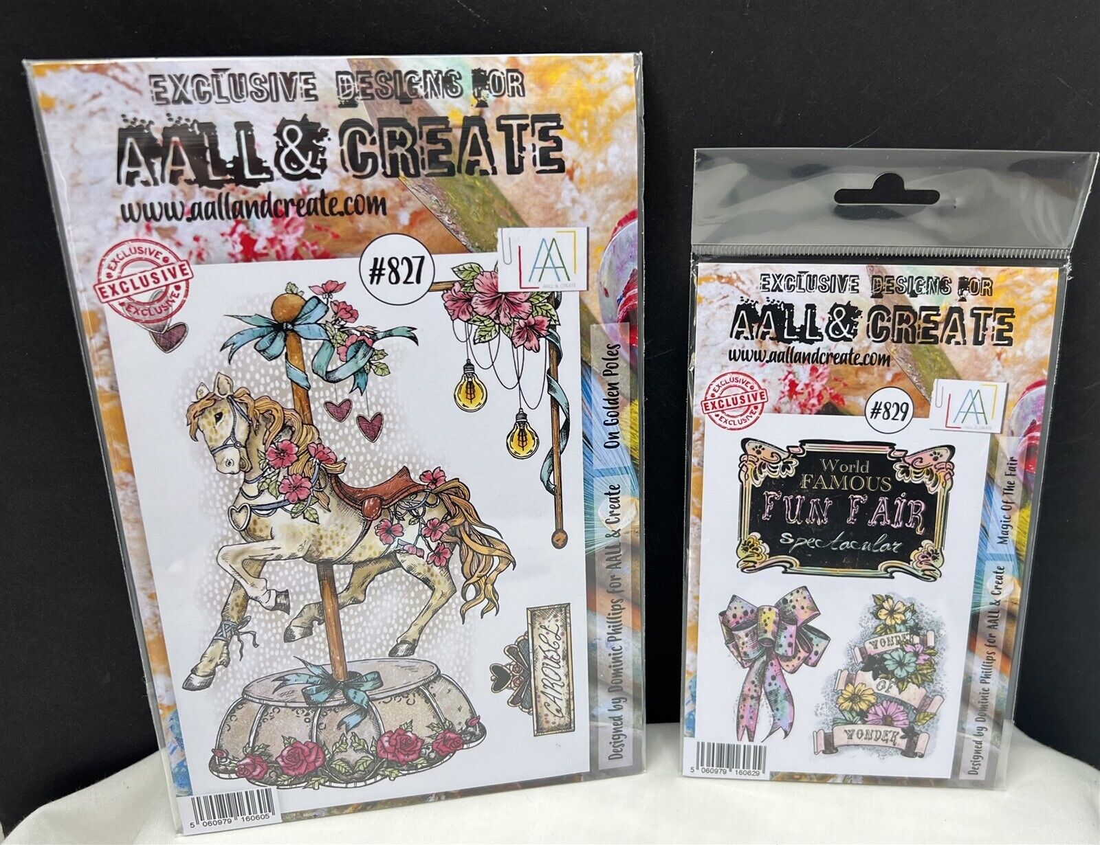 Aall & Create CAROUSEL RIDE Amusement Park Fair Mixed Media Rubber Stamps Lot