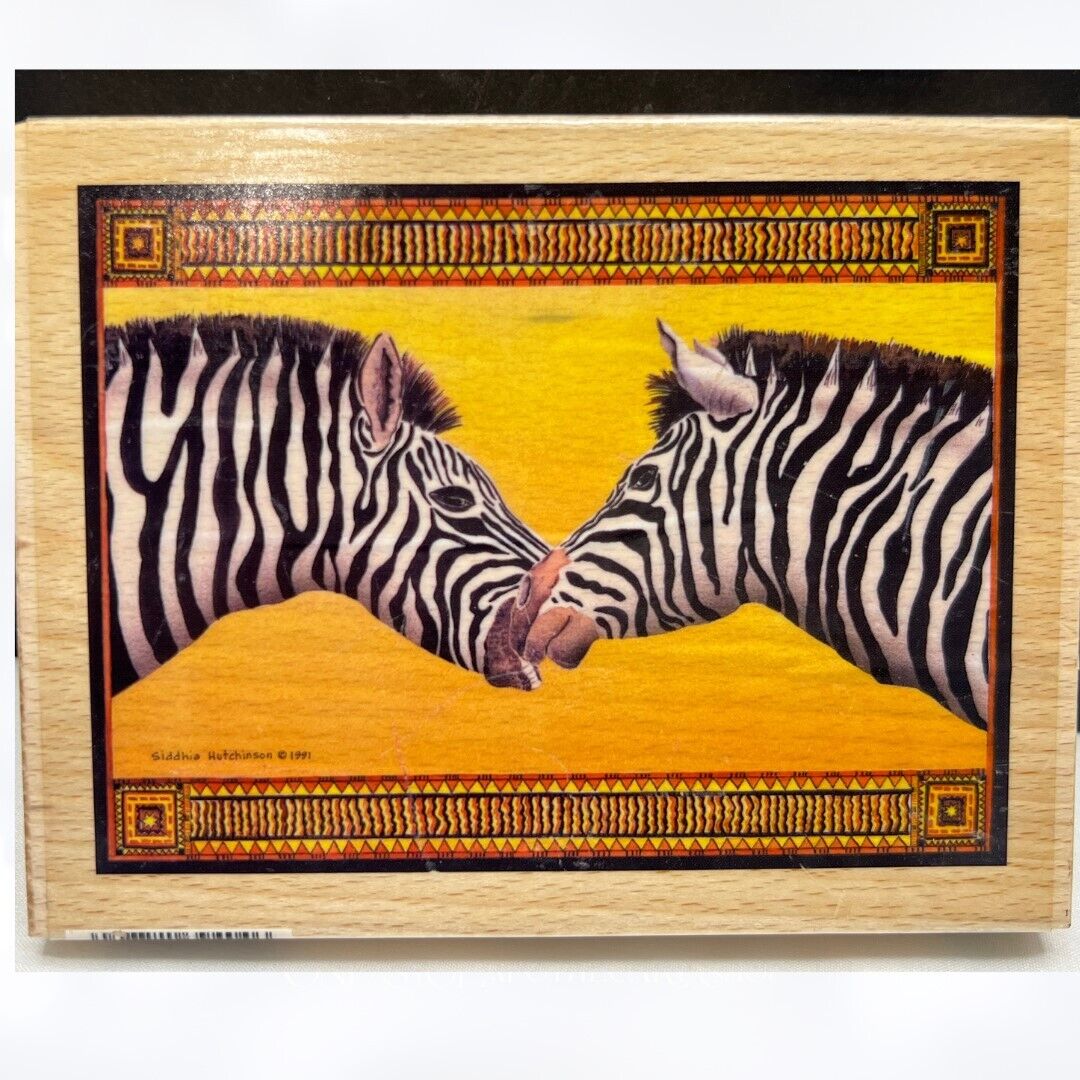 Sugarloaf ZEBRA Zoo Animals Kissing Safari Rubber Stamp