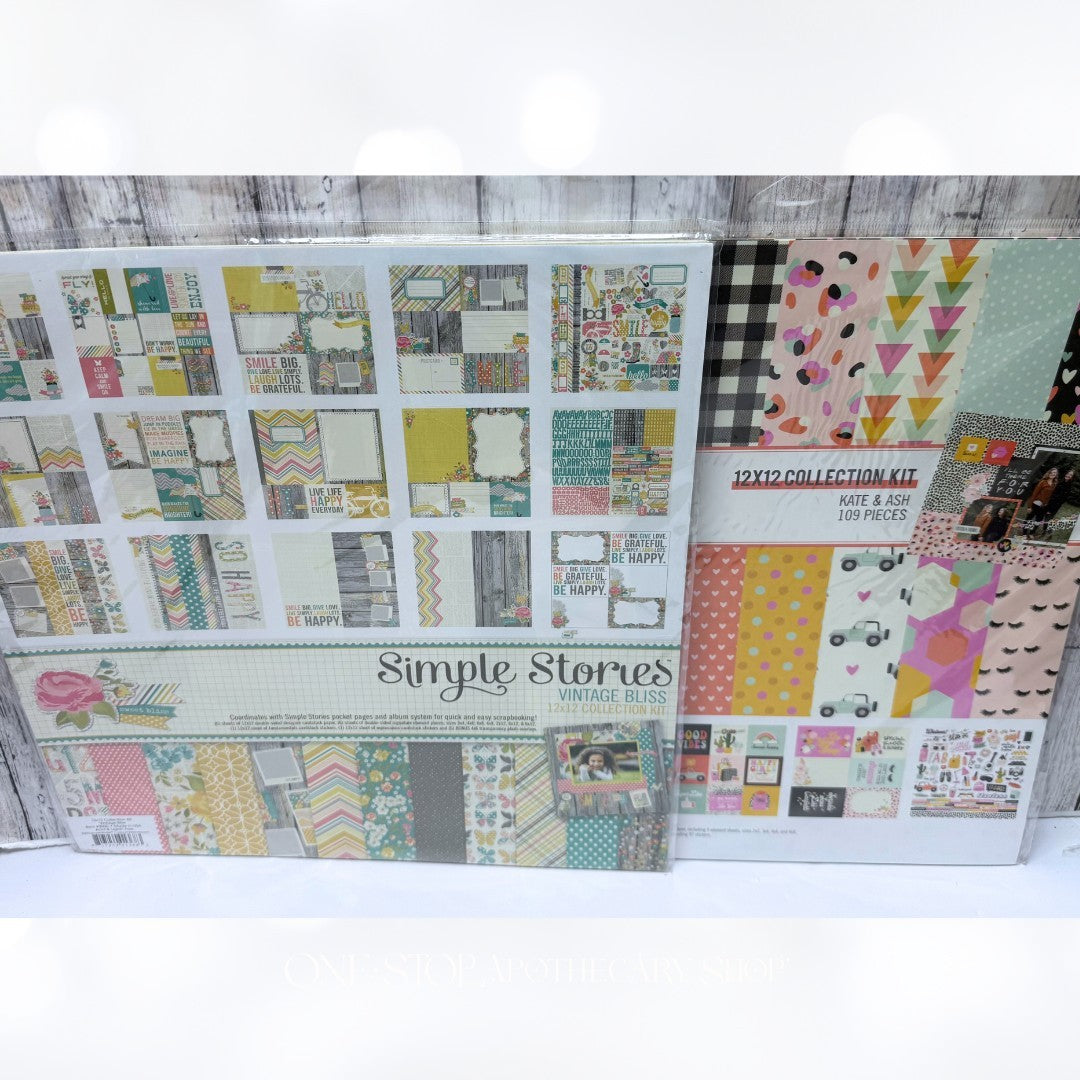 Simple Stories VINTAGE BLISS Kate & Ash 12x12 Scrapbook Paper Stickers Kits