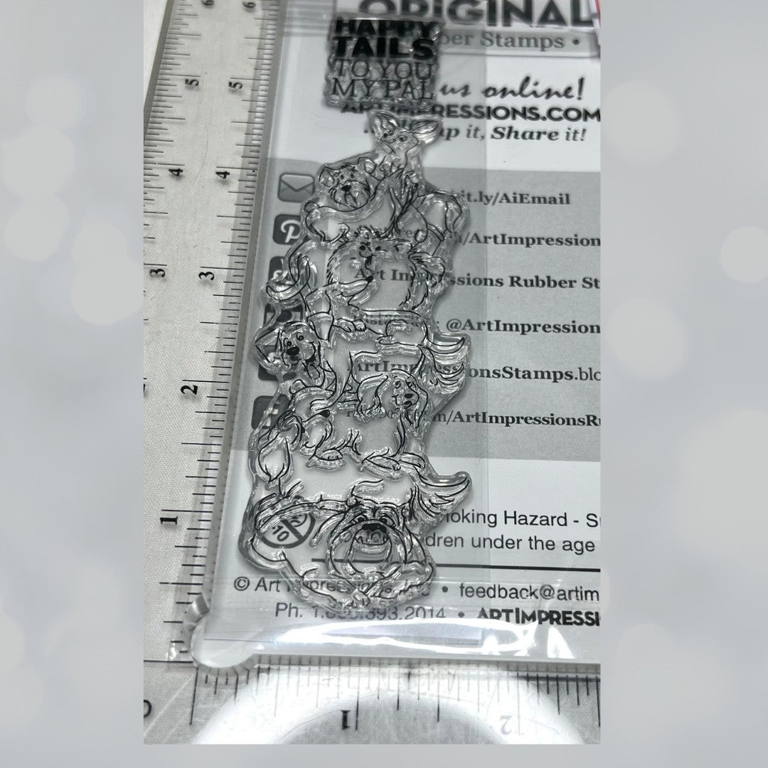 Art Impressions DOG TWIST TIES Stackers Rubber Stamps Lot of 2