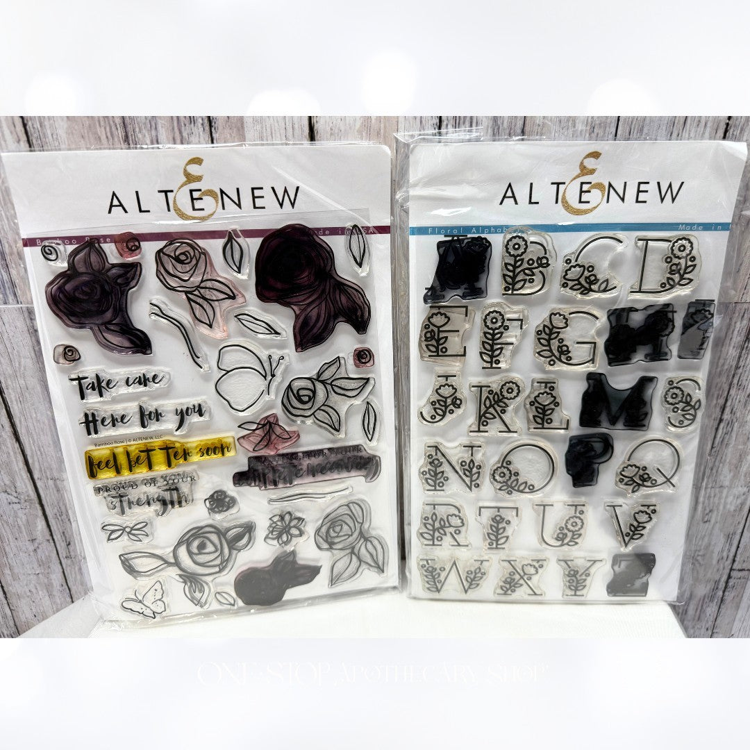 Altenew FLORAL ALPHABET Bamboo Rose Letters Flowers Rubber Stamps