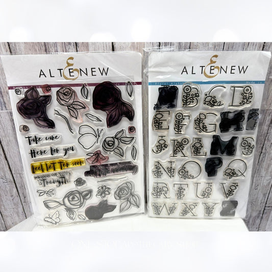 Altenew FLORAL ALPHABET Bamboo Rose Letters Flowers Rubber Stamps