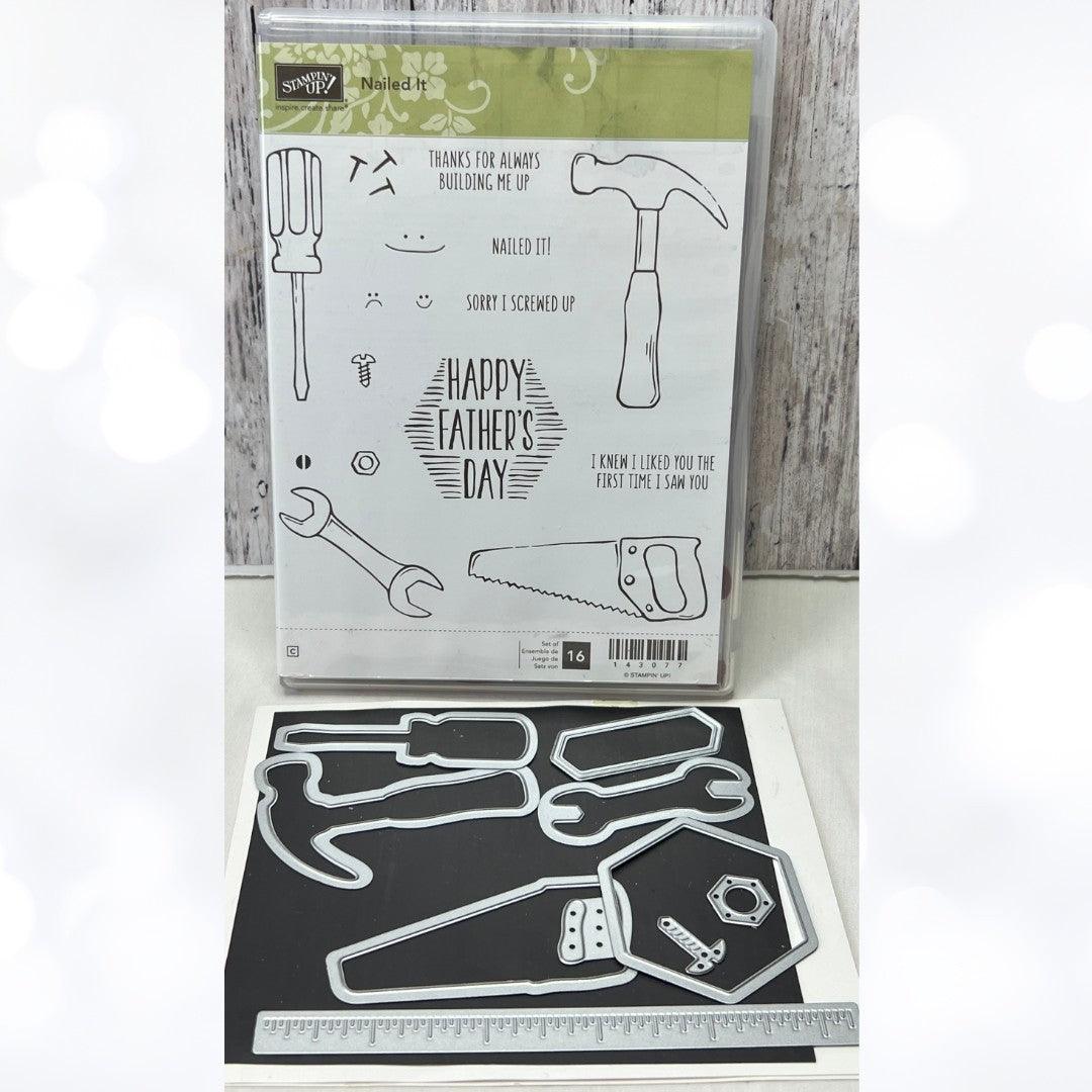 Stampin Up NAILED IT Tools Rubber Stamps Framelits Dies