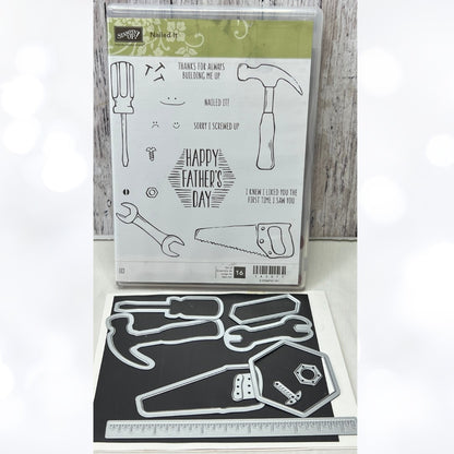 Stampin Up NAILED IT Tools Rubber Stamps Framelits Dies