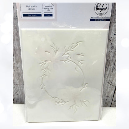 Pinkfresh Studio DAISY WREATH Hot Foil Plate Dies Stencils
