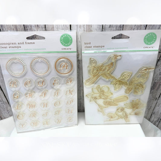 Martha Stewart MONOGRAM FRAME Alphabet Birds Rubber Stamps