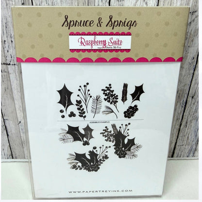 Papertrey Ink SPRUCE & SPRIGS Greenery Christmas Rubber Stamps