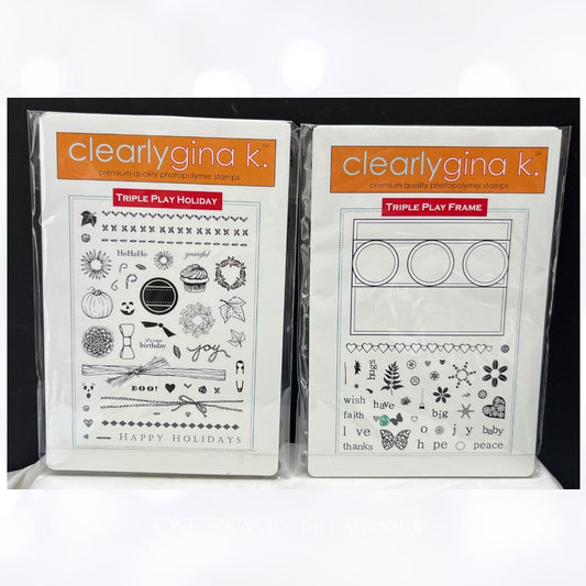 Gina K TRIPLE PLAY Frame Holiday Christmas Halloween Rubber Stamps Lot