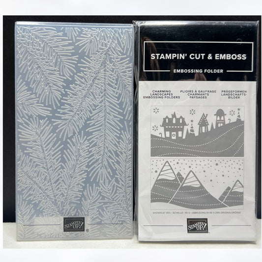 Stampin Up CHARMING LANDSCAPES Christmas Wintry Pine 3D Embossing Folders