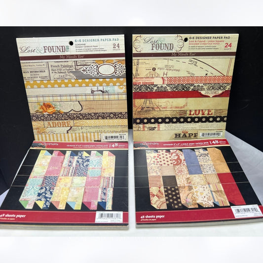 7 Gypsies My Minds Eye 6X6 Paper Packs Mixed Media Cardstock Lot of 4