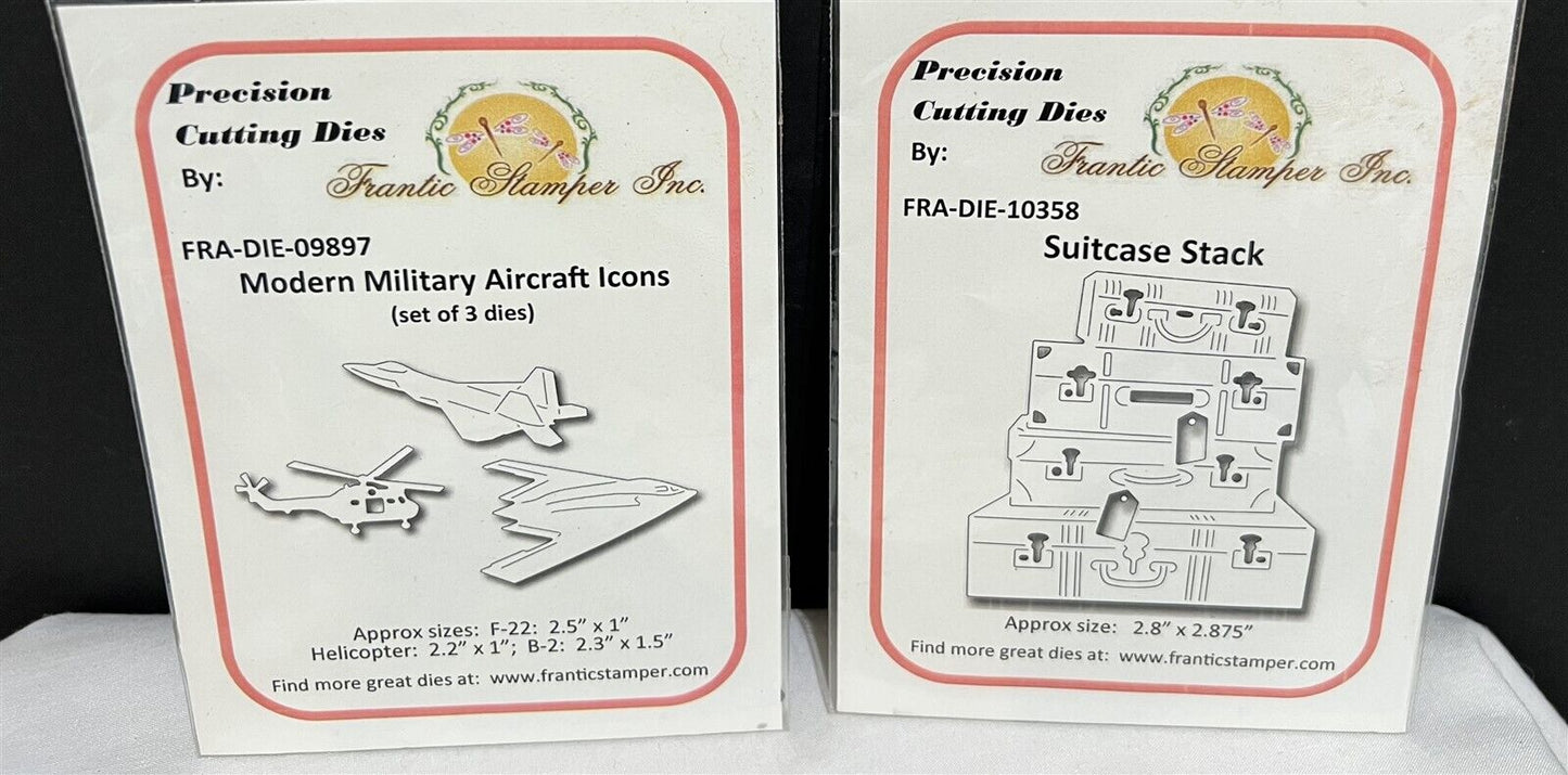 Frantic Stamper MILITARY Jet Planes Suitcase Travel Dies Lot of 2