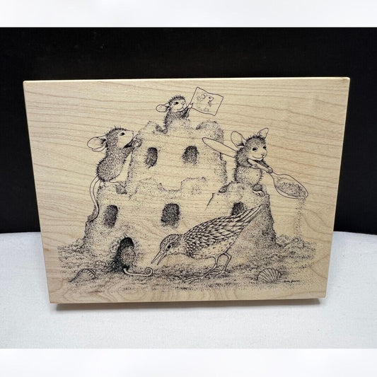 House Mouse SAND CASTLE FRIENDS Beach Bird Mice Rubber Stamp