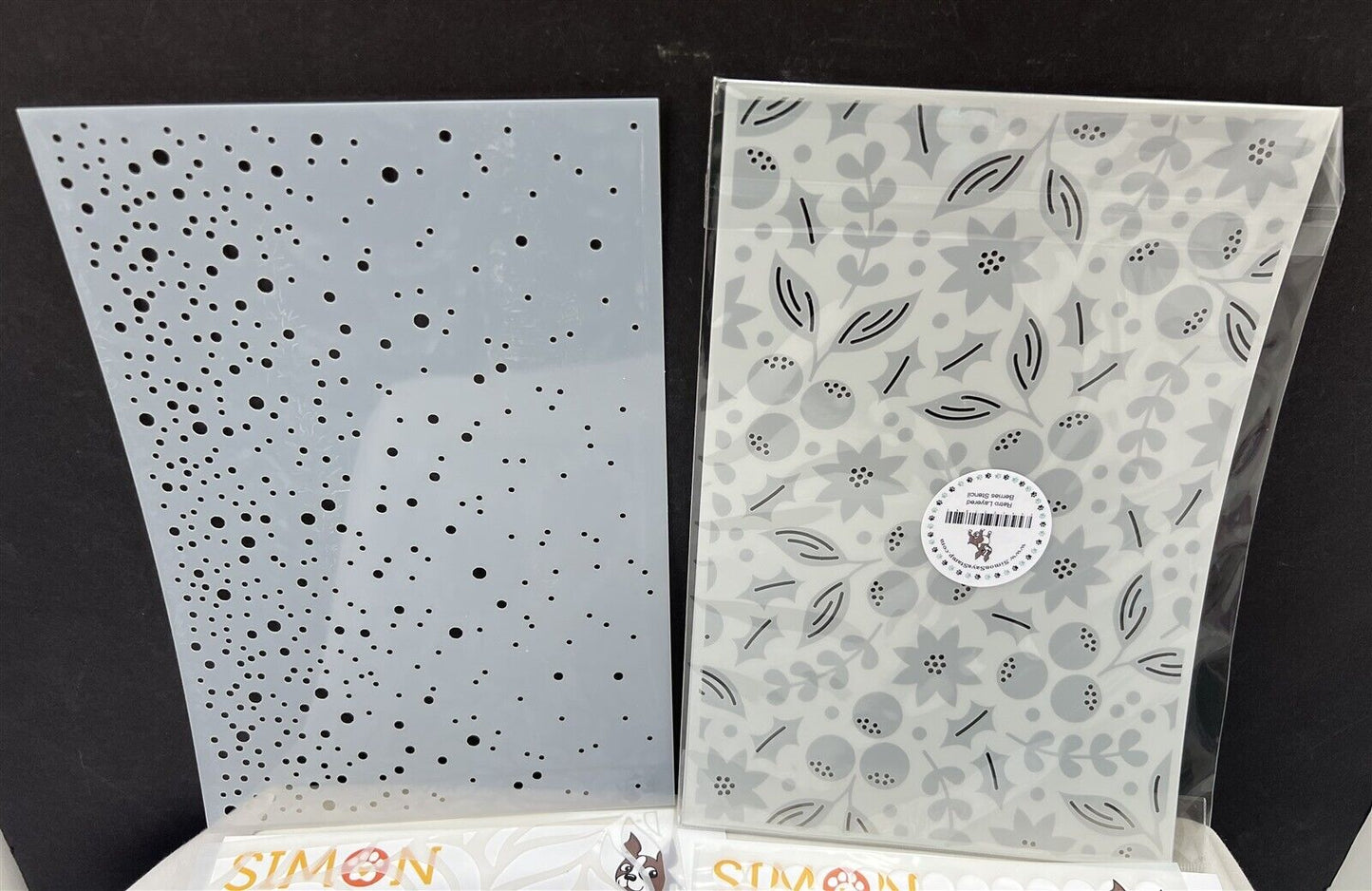 Simon Says Stamp STENCILS Bubble Wrap Snowfall Leaves Berries Lot of 4