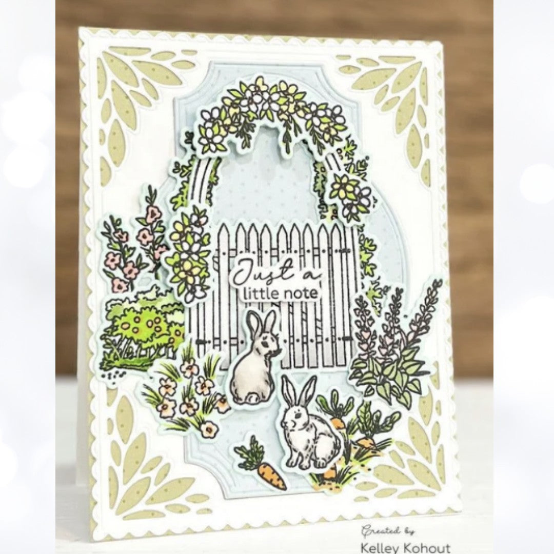 Honey Bee GARDEN GATE Spring Bunny Flowers Rubber Stamps