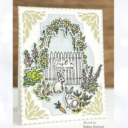 Honey Bee GARDEN GATE Spring Bunny Flowers Rubber Stamps