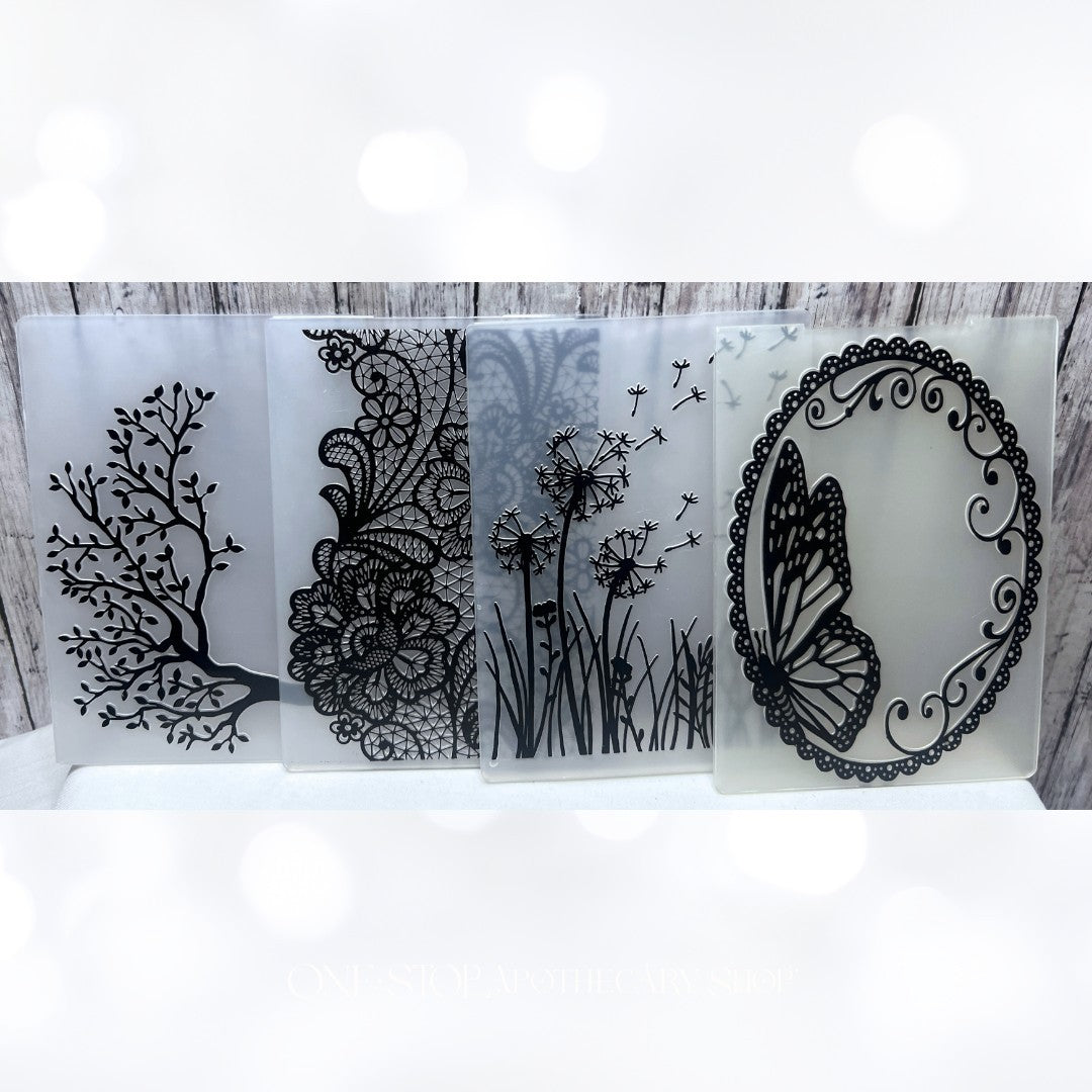 BUTTERFLY Dandelion Tree Embossing Folders Lot of 4