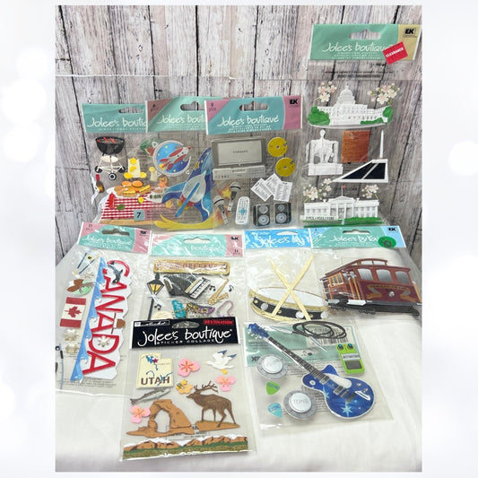 Jolees Boutique TRAVEL Vacation Music 3D Crafting Stickers Lot of 10