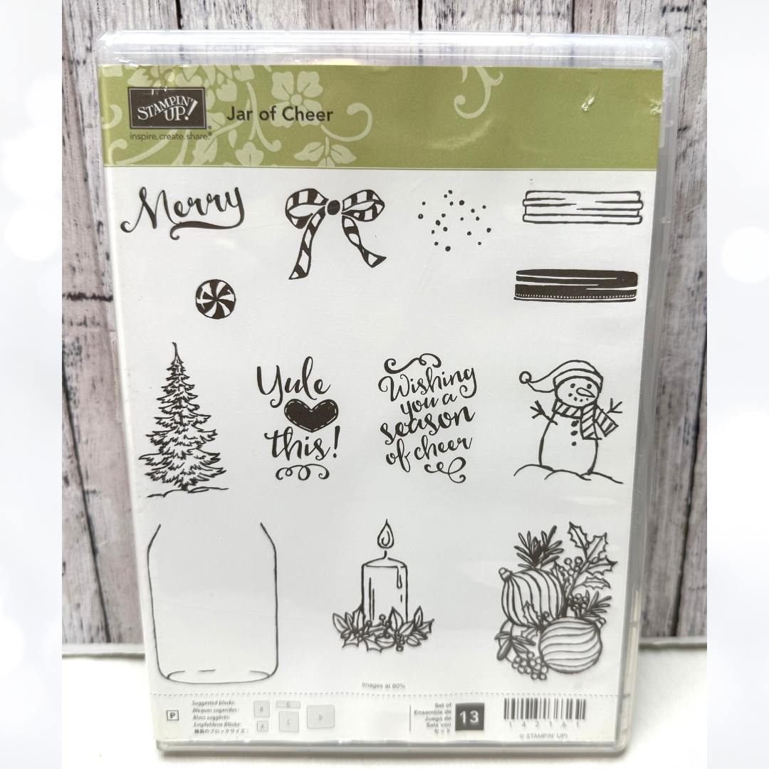 Stampin Up JAR OF CHEER Christmas Snowglobe Holiday Rubber Stamps