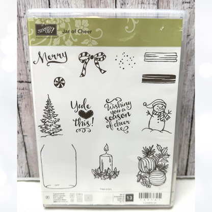 Stampin Up JAR OF CHEER Christmas Snowglobe Holiday Rubber Stamps