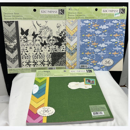 K & Company BABY BOY Black Ivory Color Basics 8.5x8.5 Cardstock Paper Packs Lot