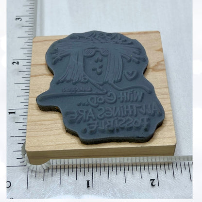Emerson Quillin WITH GOD Religious Rubber Stamp Rare