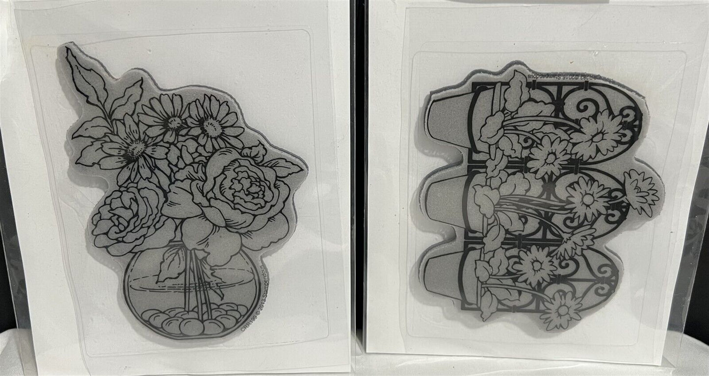 Stampendous FLOWERS Floral Geraniums Daisy Bouquet Cyclamen Rubber Stamps Lot