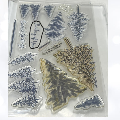 Stampin Up IN THE PINES Evergreen Christmas Trees Rubber Stamps AS IS**