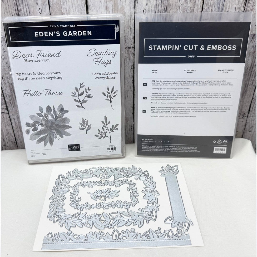Stampin Up EDEN'S GARDEN Floral Flowers Rubber Stamps Dies