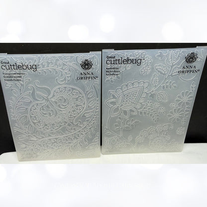 Anna Griffin APRIL GARDEN Paisley Floral Embossing Folders Lot of 4