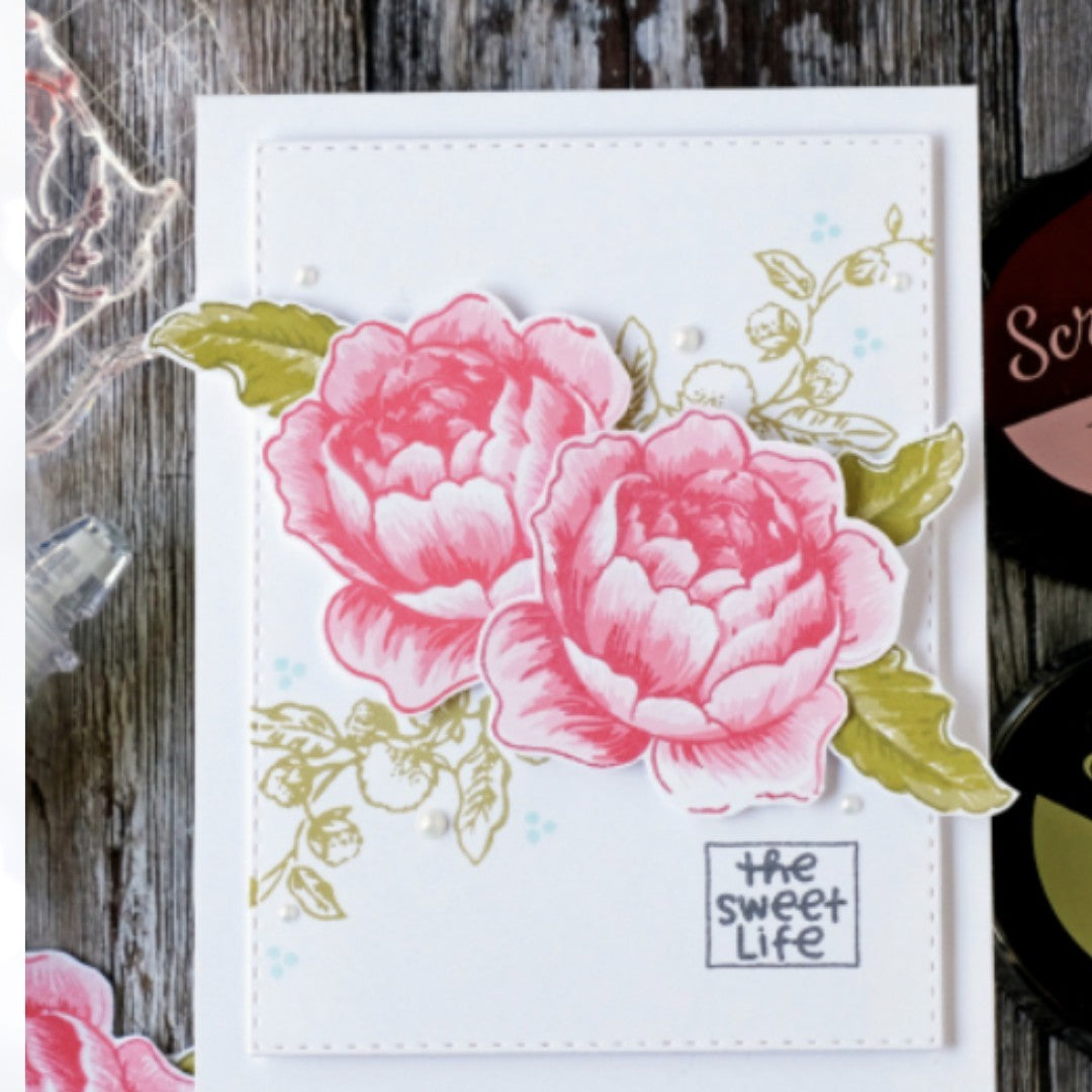 Altenew ROSE BLOSSOM Flowers Floral 6x8 Rubber Stamps Dies