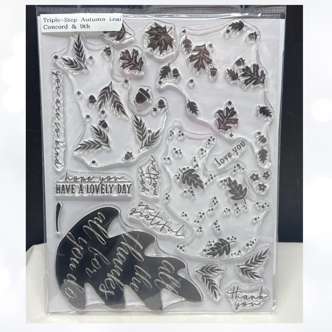 Concord & 9th AUTUMN LEAF Triple Step Fall Layering 6x8 Rubber Stamps