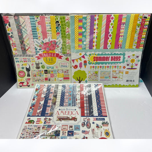 Echo Park Carta Bella SUMMER 4th of July America Scrapbook Kits Paper 12x12  Lot