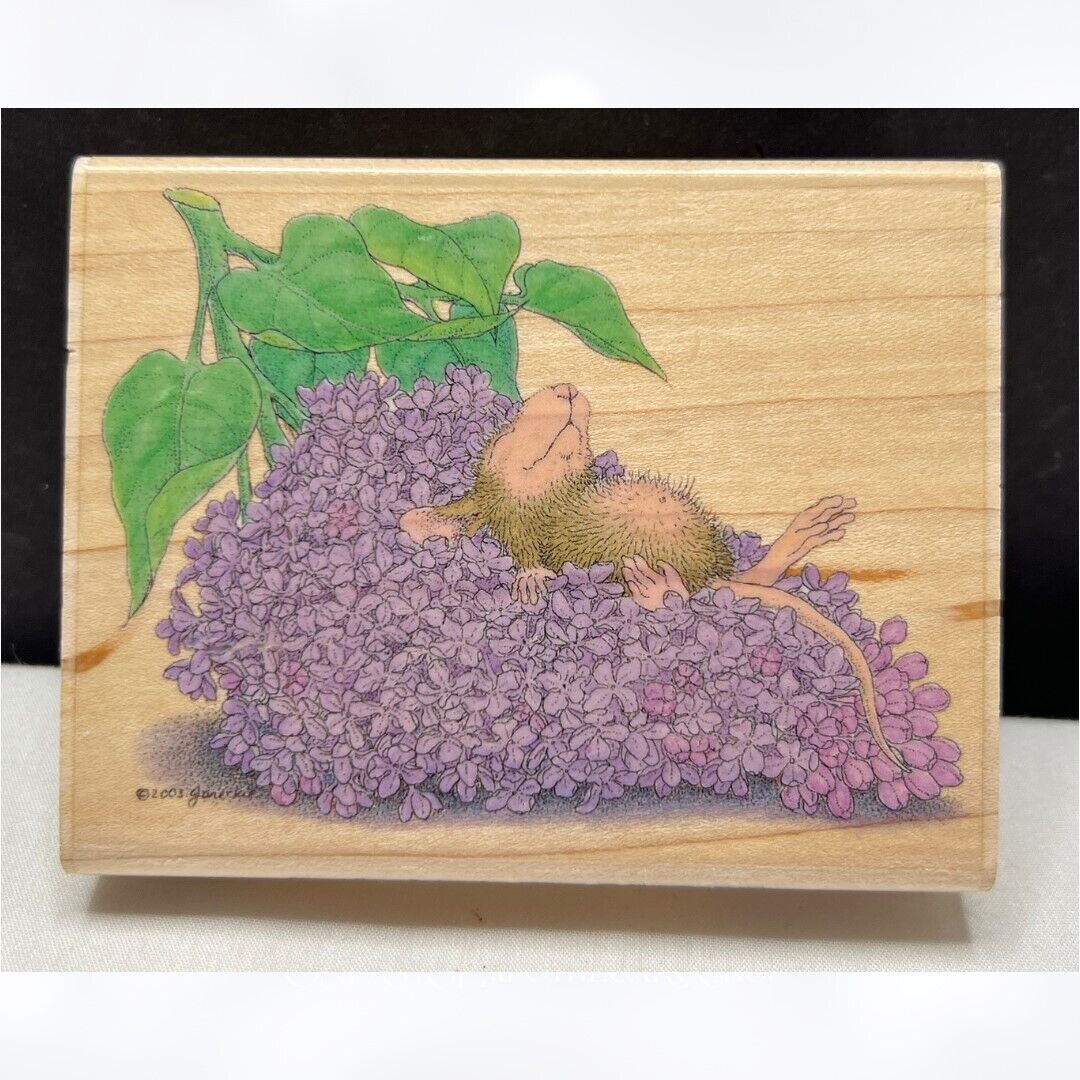 House Mouse SWEET DREAMS Lilac Mudpie Mice Flowers Rubber Stamp Rare