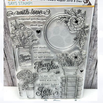 Simon Says Stamp MANDY'S FLOWERS 6x8 Rubber Stamps Dies
