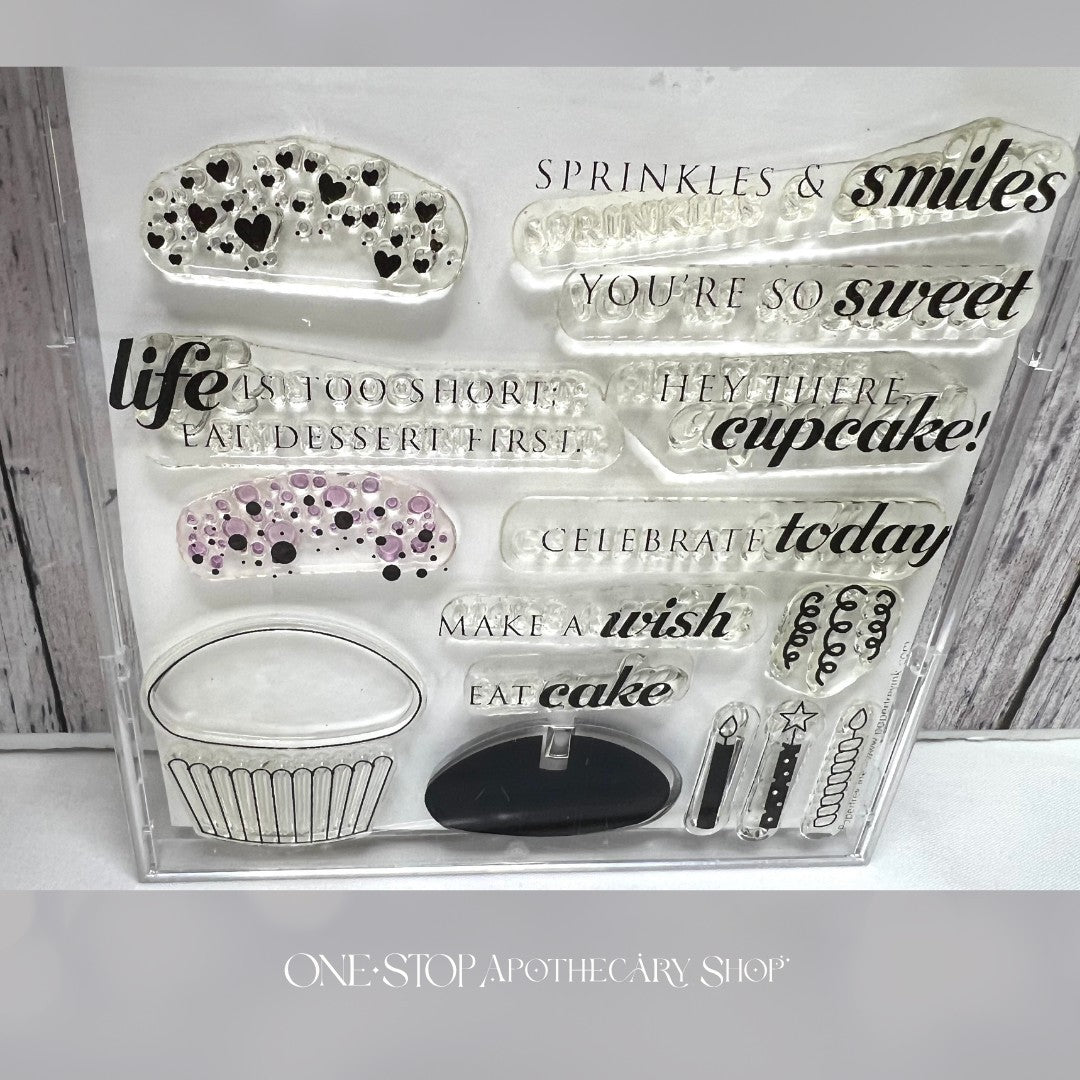 Papertrey Ink CUPCAKE COLLLECTION Birthday Cake Rubber Stamps