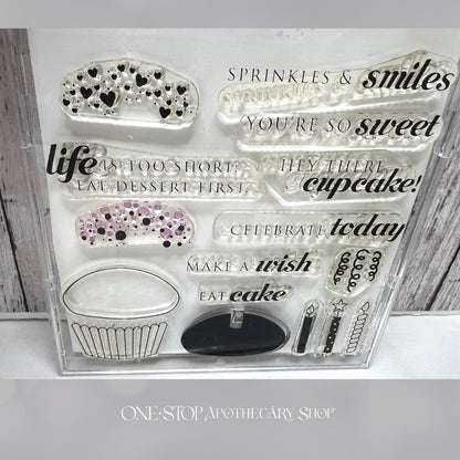 Papertrey Ink CUPCAKE COLLLECTION Birthday Cake Rubber Stamps